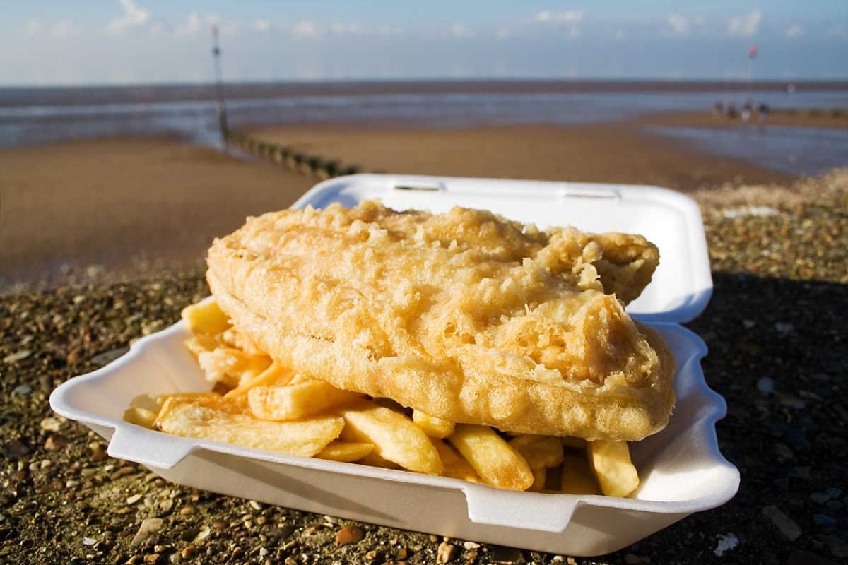 A plate of fish and chips